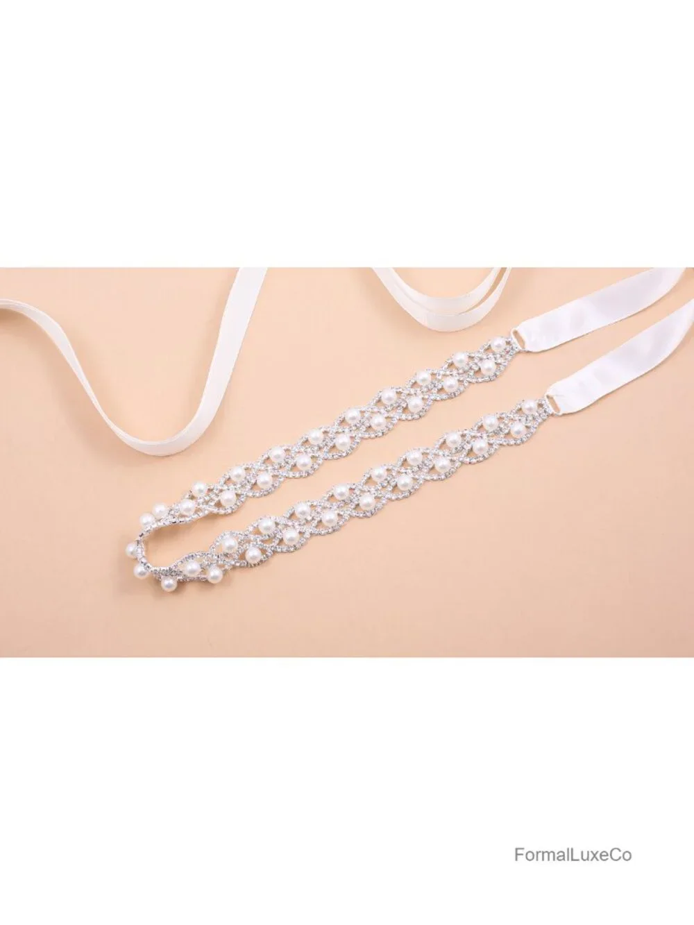 Handmade Crystal Rhinestone Pearls Bridal Wedding Belt Sash for Bride Dress
